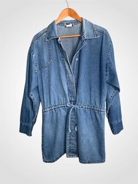 Avon Vintage Blue Denim Jean Jacket with Drawstring Waist Large